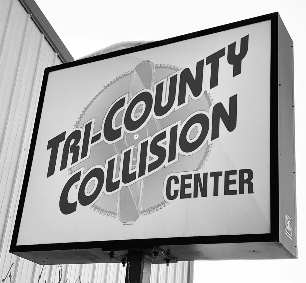 Mike's Tri County Collision sign in Sandwich, IL